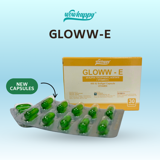 Wowhappy GLOWW-E 400 IU Vitamin E Softgel Capsules for Healthy & Younger Looking Skin EXP DATE : JUNE 24, 2026