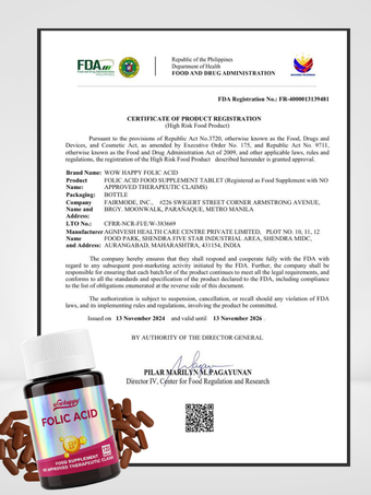 Wowhappy FOLIC ACID 120 Tablets | Vitamin B9 Food Supplement | Support Red Blood Cell | FDA Approved
