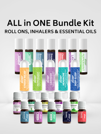 Wowhappy ALL-in-ONE Wellness Bundle Kit Aromatherapy Essentials – [ Roll-On, Inhaler, Essential Oil 10ml ]