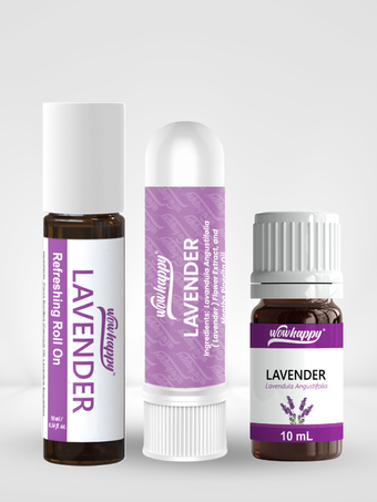 Wowhappy ALL-in-ONE Wellness Bundle Kit Aromatherapy Essentials – [ Roll-On, Inhaler, Essential Oil 10ml ]