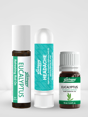 Wowhappy ALL-in-ONE Wellness Bundle Kit Aromatherapy Essentials – [ Roll-On, Inhaler, Essential Oil 10ml ]