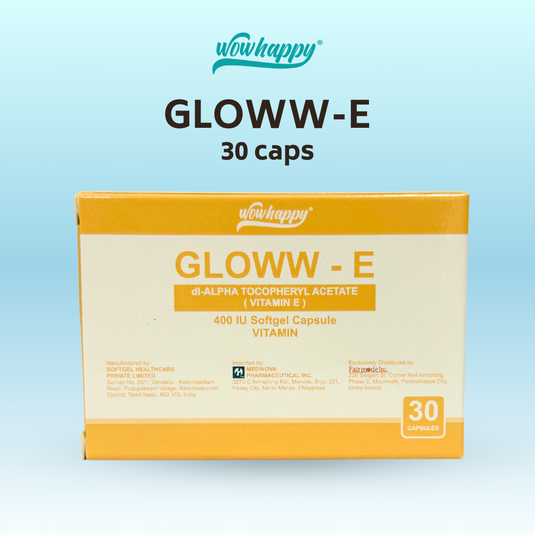 Wowhappy GLOWW-E 400 IU Vitamin E Softgel Capsules for Healthy & Younger Looking Skin EXP DATE : JUNE 24, 2026