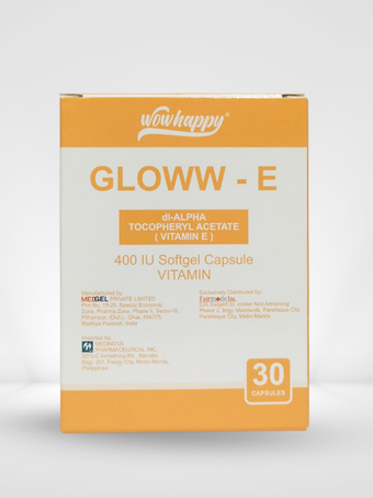 Wowhappy GLOWW-E 400 IU Vitamin E Softgel Capsules for Healthy & Younger Looking Skin EXP DATE : MARCH 19, 2028