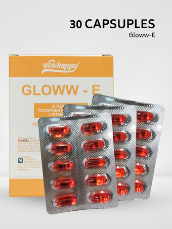 Wowhappy GLOWW-E 400 IU Vitamin E Softgel Capsules for Healthy & Younger Looking Skin EXP DATE : MARCH 19, 2028