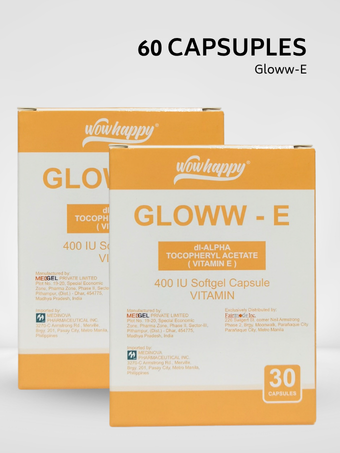 Wowhappy GLOWW-E 400 IU Vitamin E Softgel Capsules for Healthy & Younger Looking Skin EXP DATE : MARCH 19, 2028