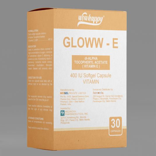 Wowhappy GLOWW-E 400 IU Vitamin E Softgel Capsules for Healthy & Younger Looking Skin EXP DATE : JUNE 24, 2026