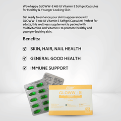 Wowhappy GLOWW-E 400 IU Vitamin E Softgel Capsules for Healthy & Younger Looking Skin EXP DATE : JUNE 24, 2026