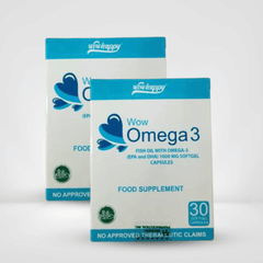 Wowhappy Omega -3 Fish Oil 1000 mg Soft Gel Capsules [ FDA Approved ] EXP Date: SEPT 30 2028